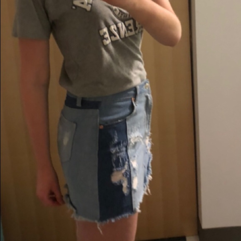 Distressed Sunset & Spring mini skirt